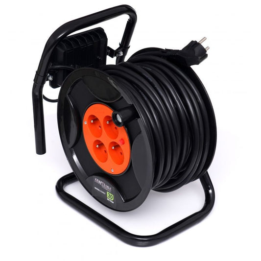 Prelungitor electric pe tambur, cu lampa led, 30m , 4 prize, KD4037